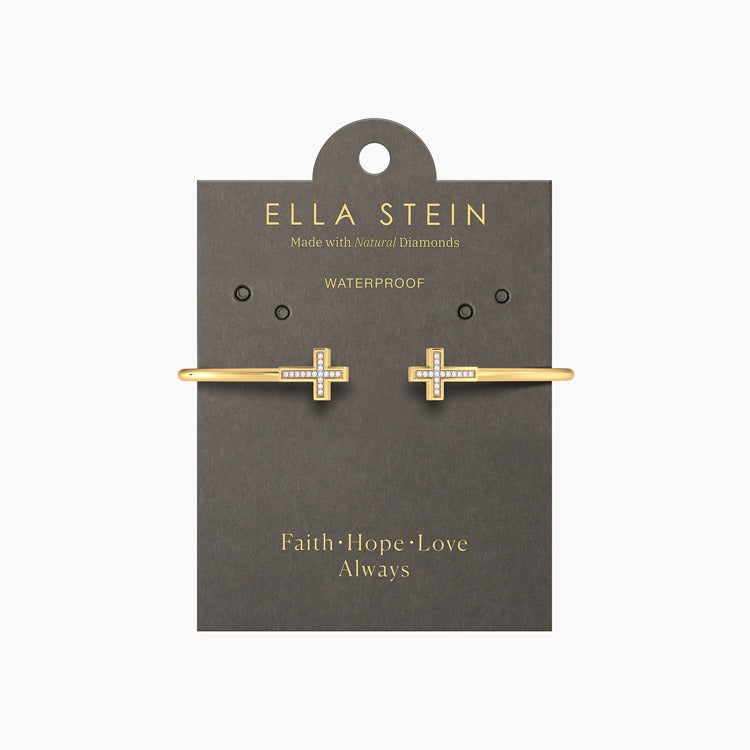Gold Medium Cross Flexi Cuff Bracelet