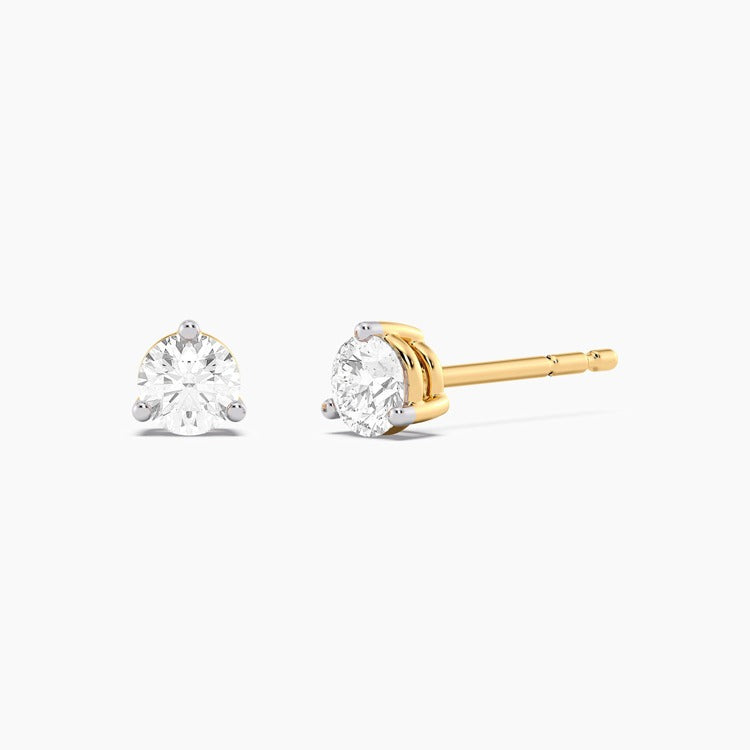Gold Lab 0.33 Ct Three Prong Stud Earrings