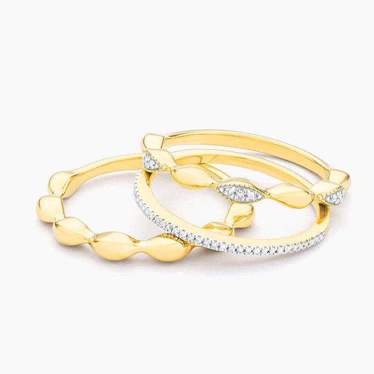Gold Size 8 Shiny Three Stack Ring