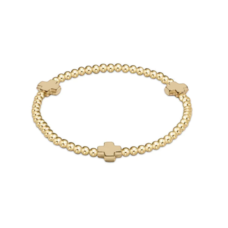 egirl | Signature Cross Gold Pattern 3mm Bead Bracelet - Gold