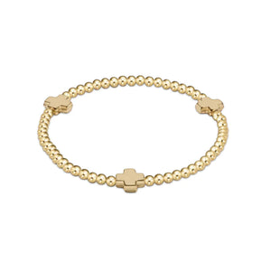 eNewton extends | Signature Cross Gold Pattern 3mm Bead Bracelet - Gold
