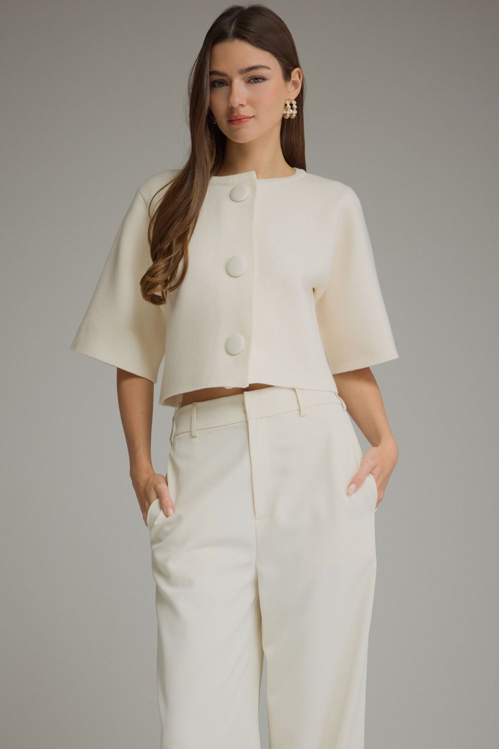 Sara Cropped Short Sleeve Sweater