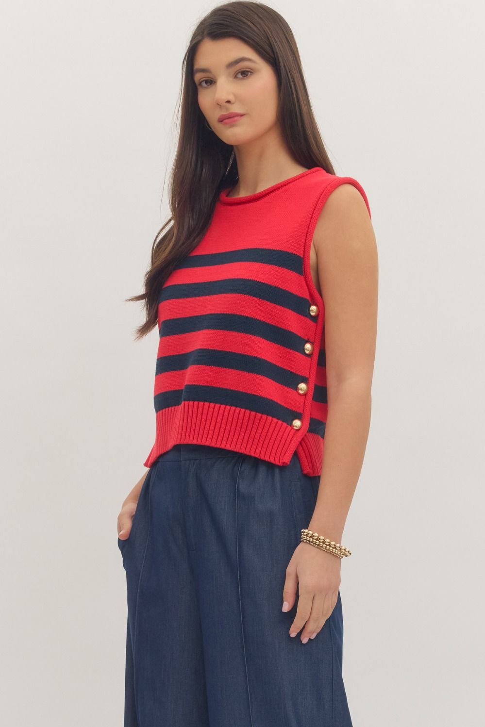 Poppi Stripe Sweater Vest Top