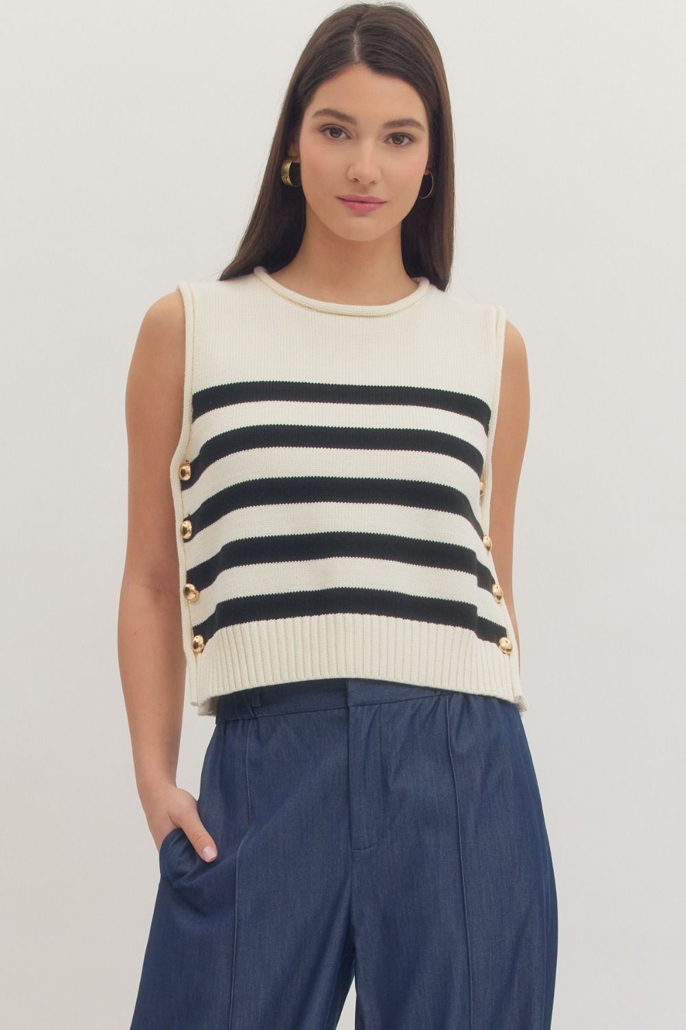 Poppi Stripe Sweater Vest Top