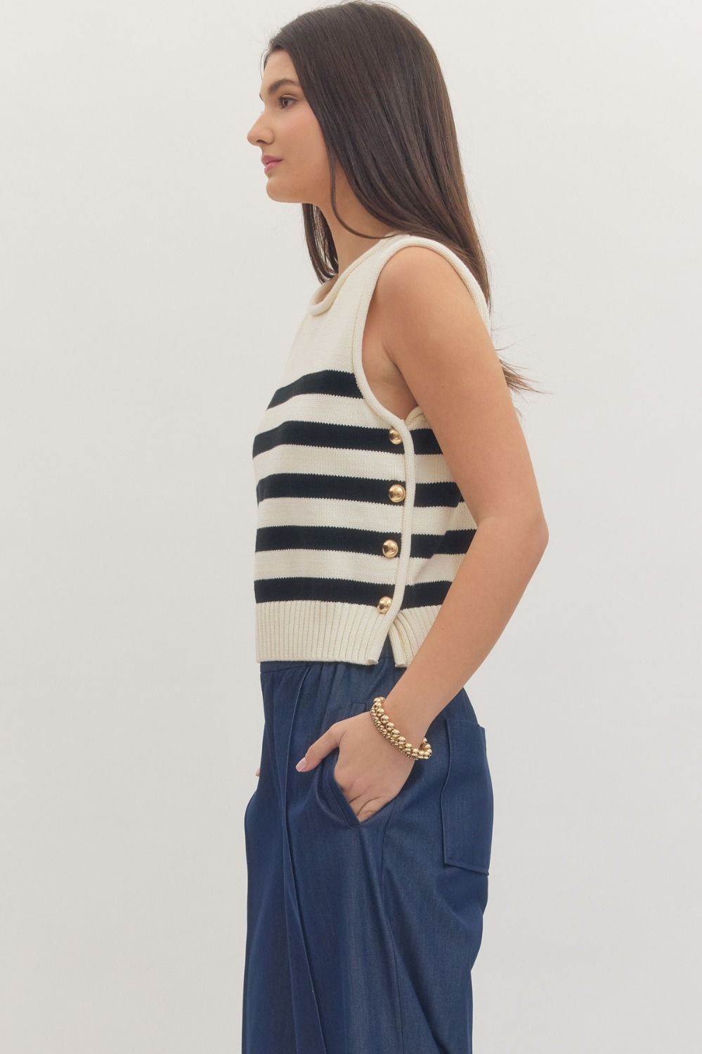 Poppi Stripe Sweater Vest Top