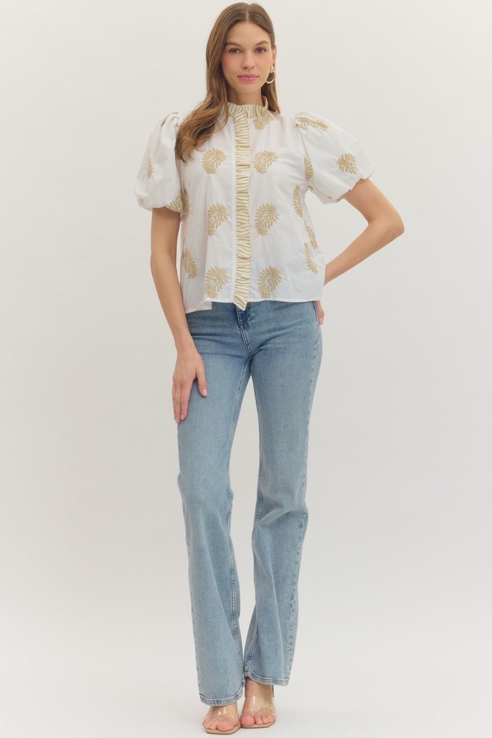Poppi Puff Sleeve Ruffle Top