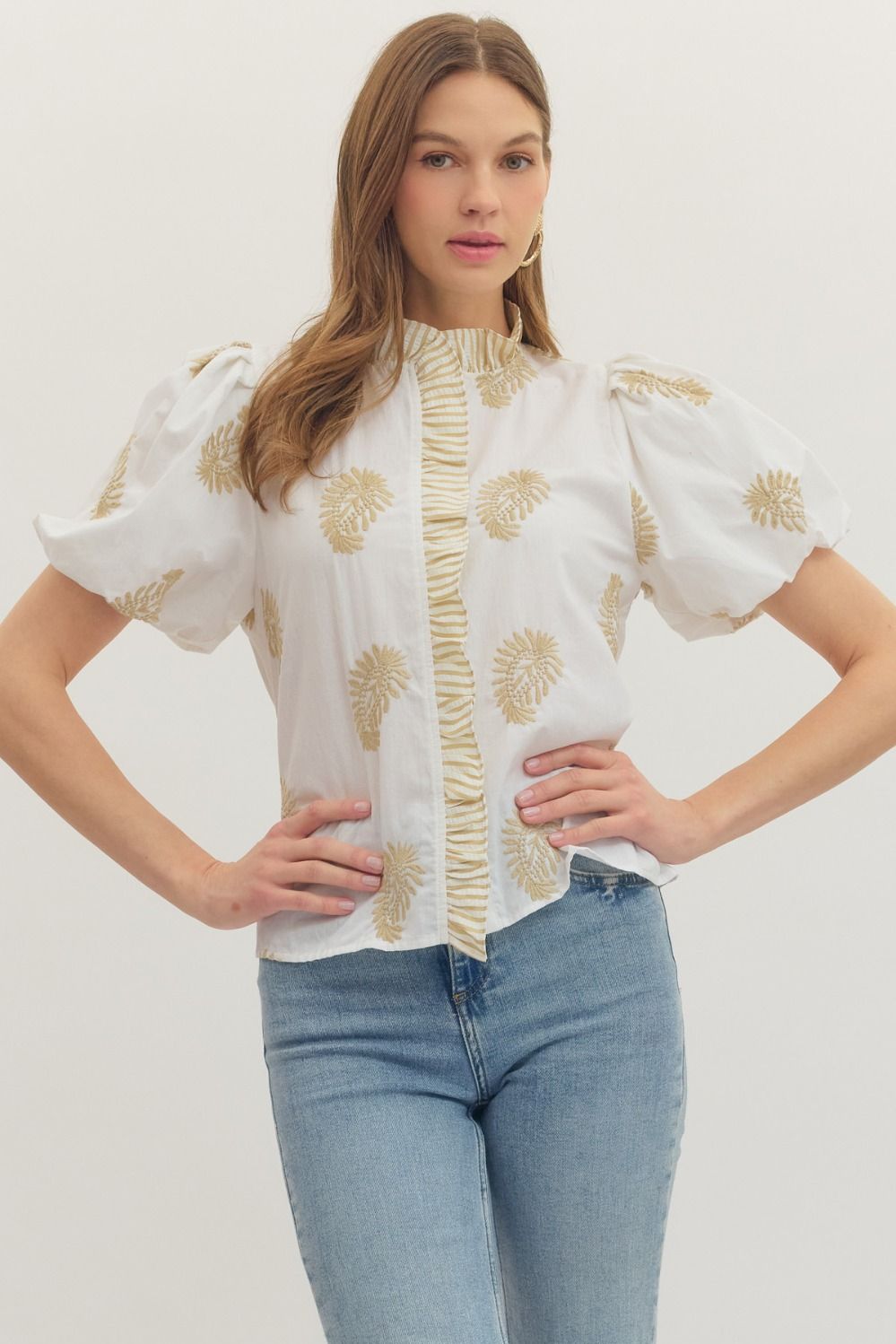Poppi Puff Sleeve Ruffle Top