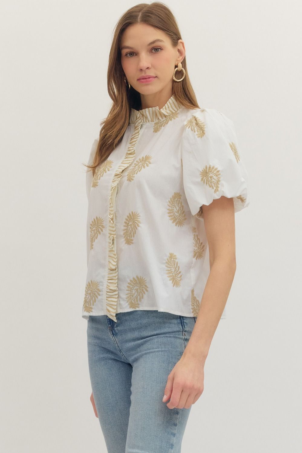 Poppi Puff Sleeve Ruffle Top
