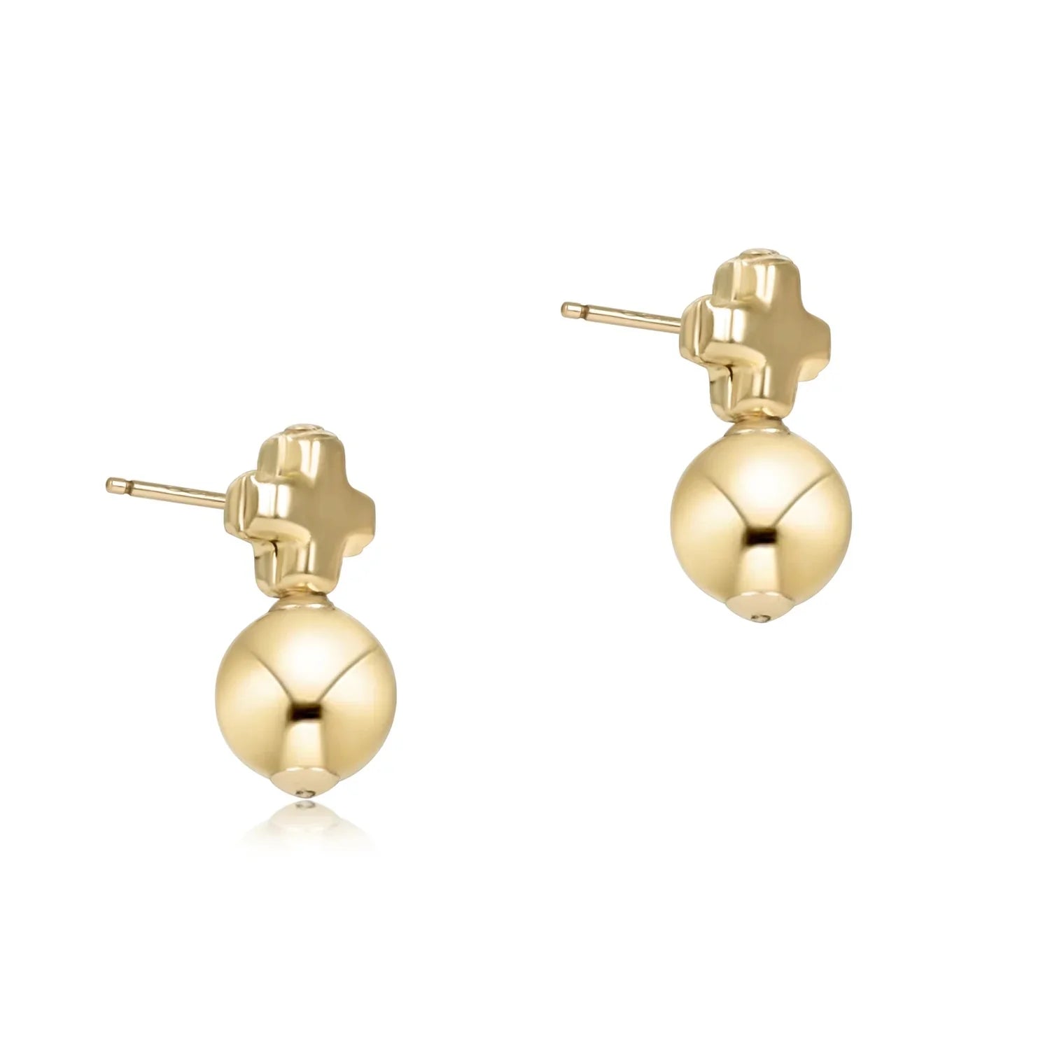 Signature Cross Small Drop Stud - Classic Gold
