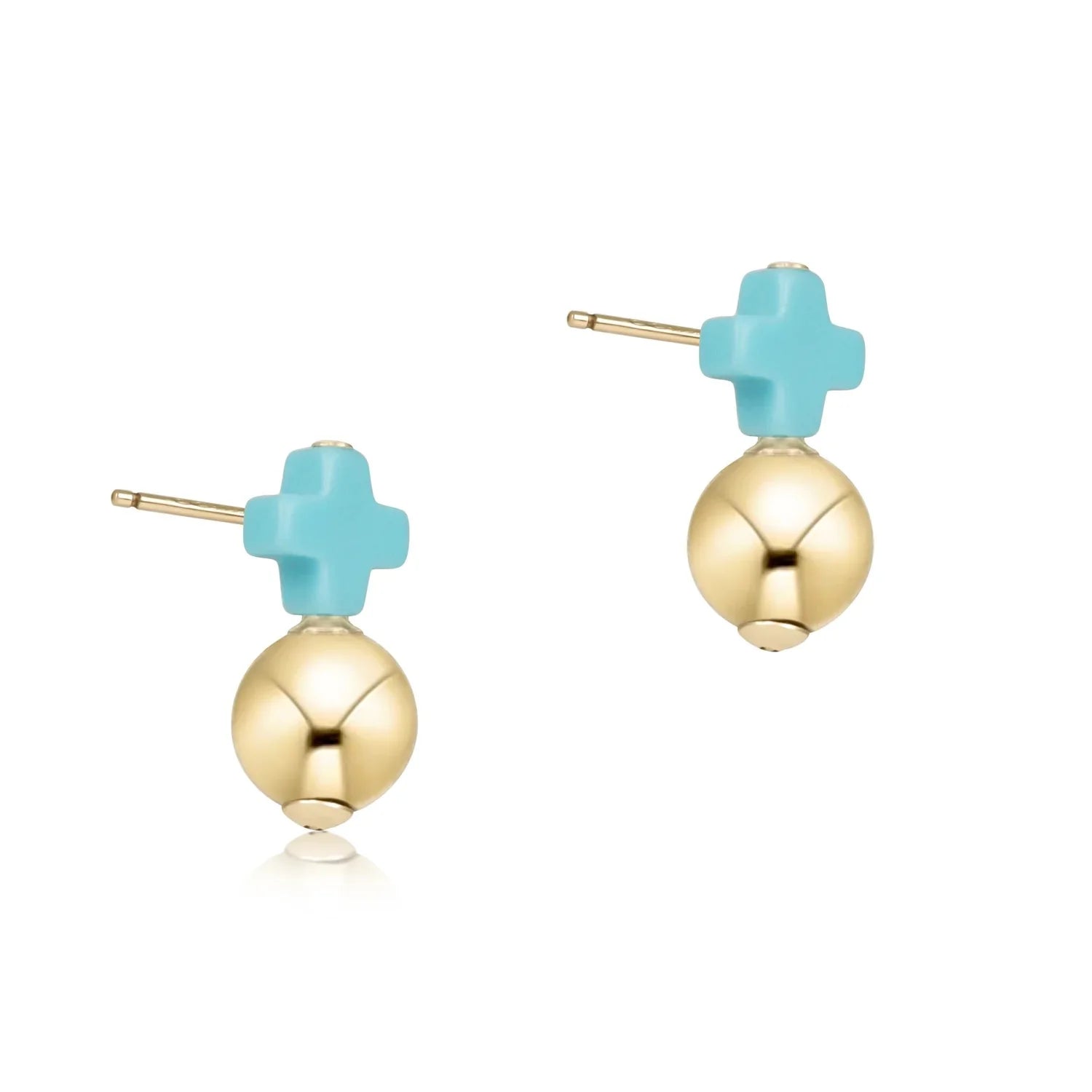 Signature Cross Small Drop Stud - Classic Gold