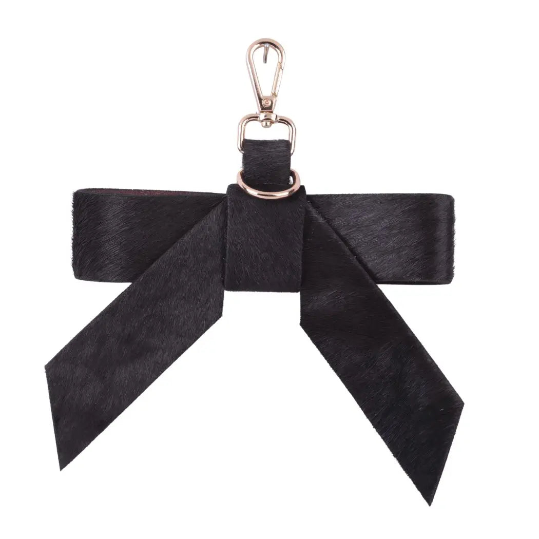 Leather & Calf Hair Bow Bag Charm