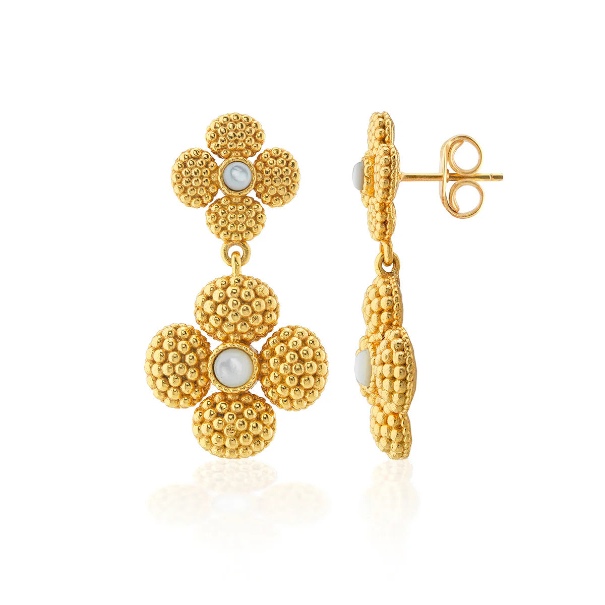 Berry Clover Convertible Duo Earrings - MOP