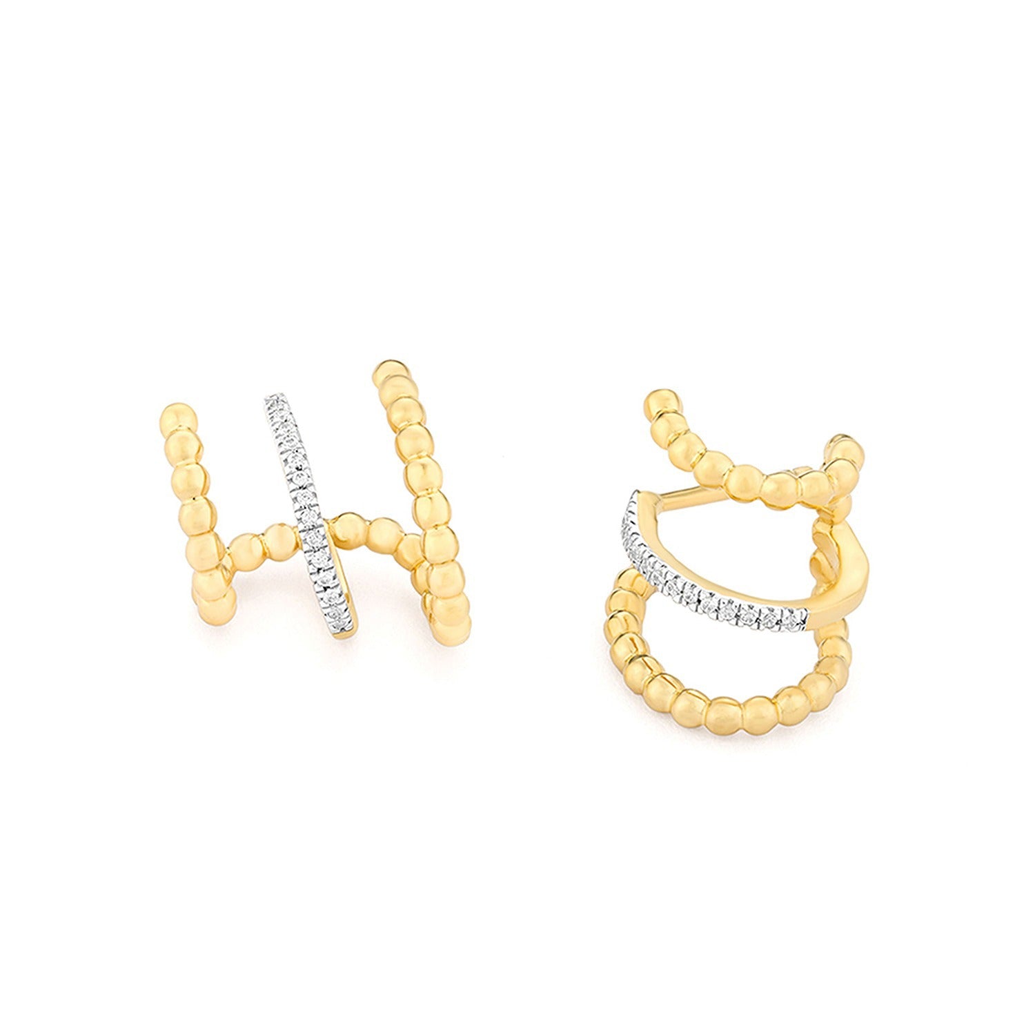 Gold & Diamond Chart Your Course Hoop Earrings