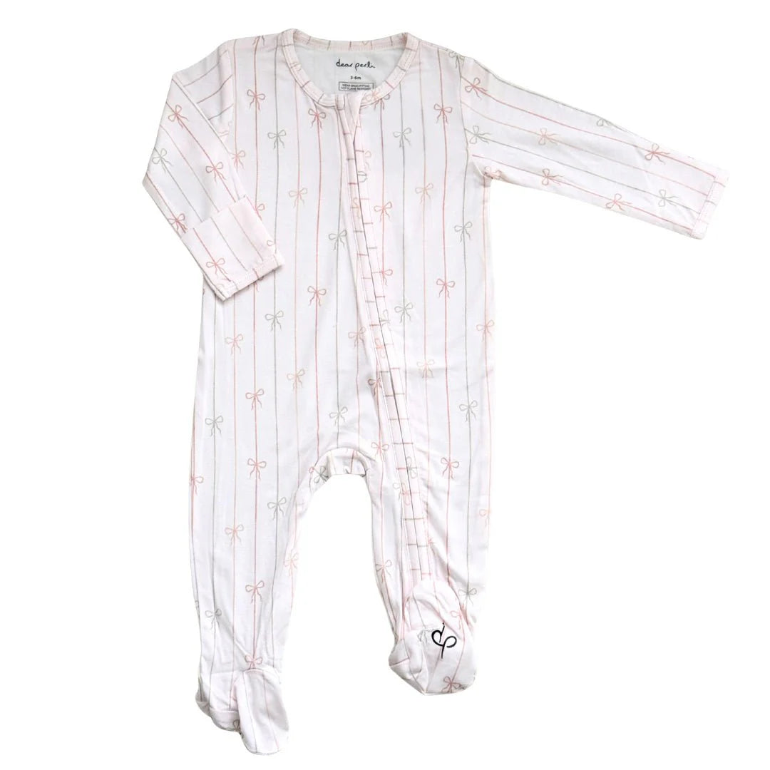 Dear Perli | Darling Bows Zippered Footie Pajama