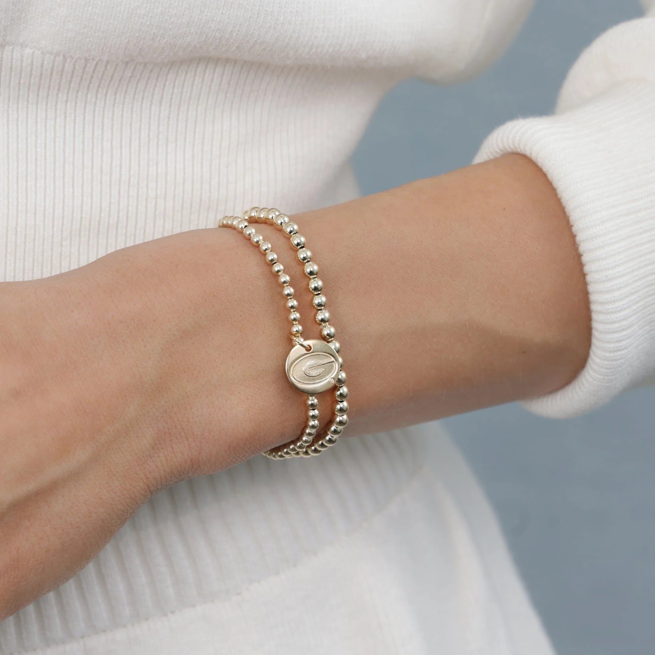 eCollegiate Classic Gold 3mm Georgia UGA Disc Bracelet