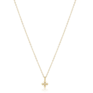 eNewton | 16" Gold Necklace - Small Beaded Signature Cross Charm