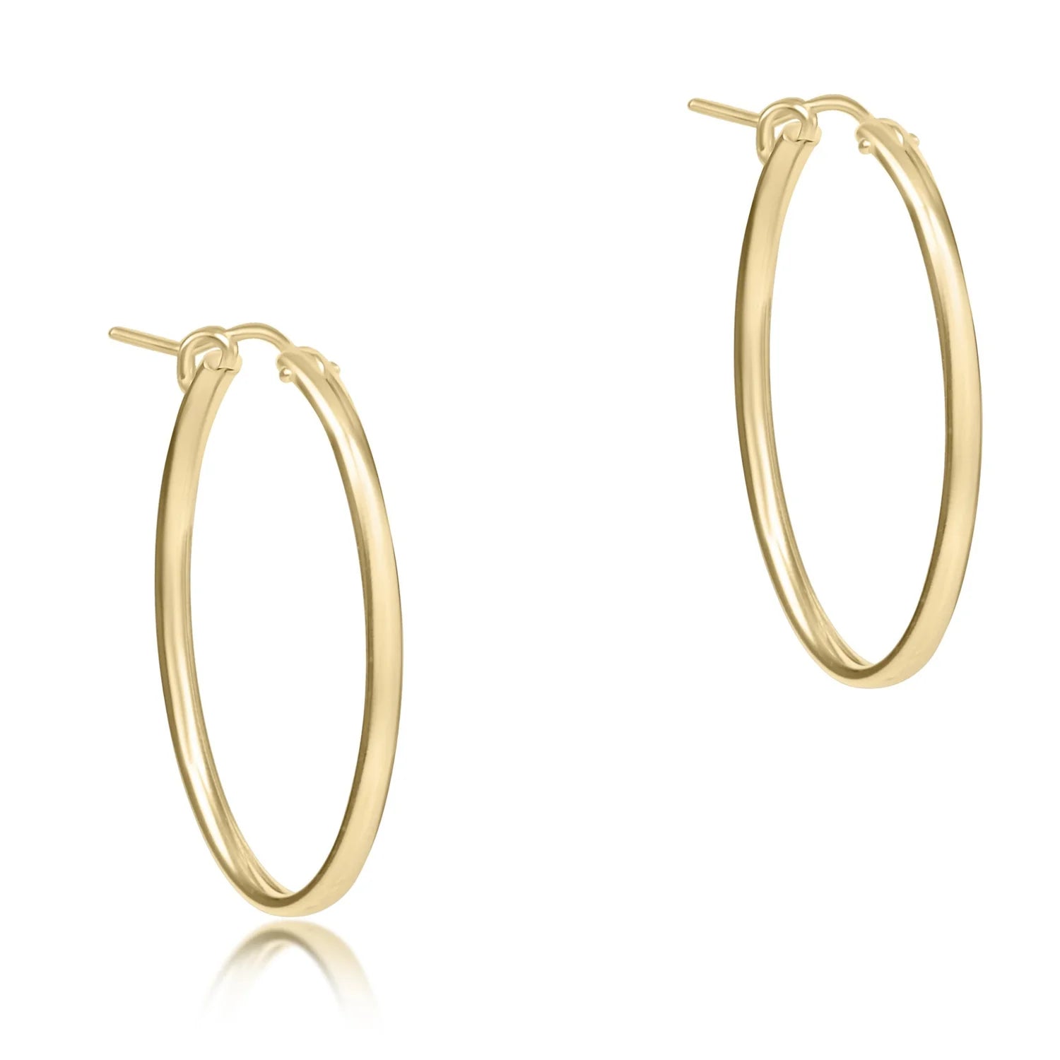 Oval Gold Textured or Smooth Hoops (1''-2'')