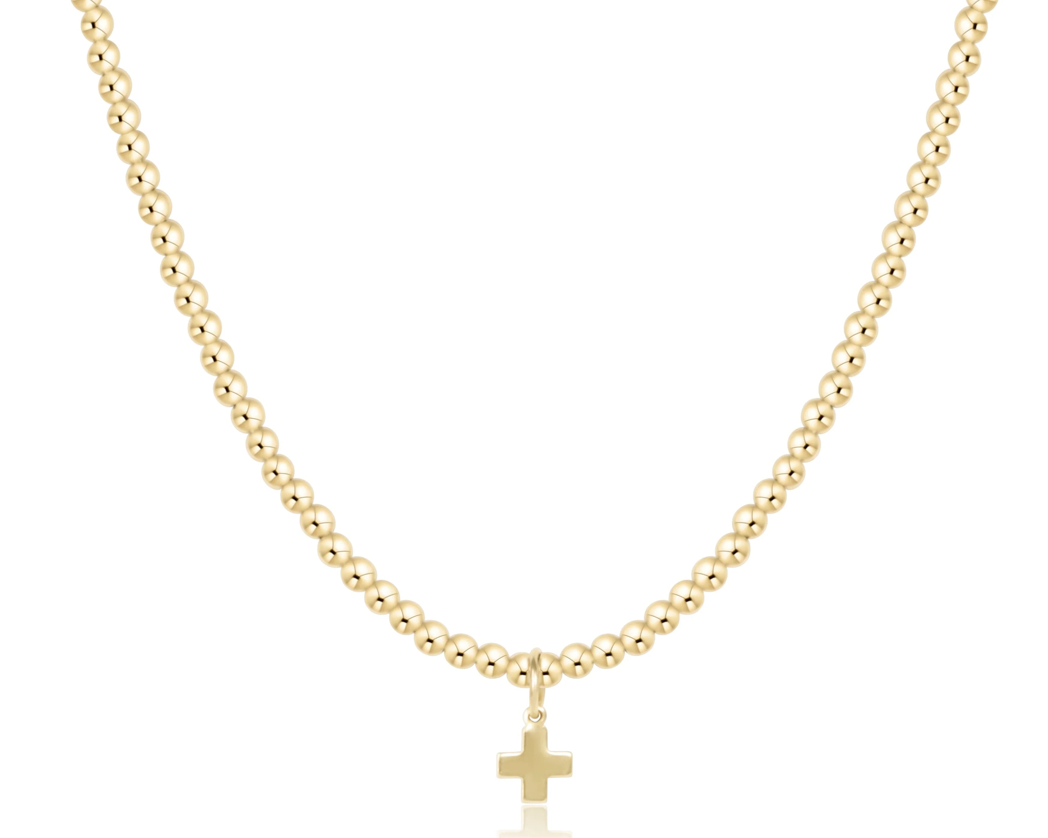 Choker Classic Gold 3mm Bead - Signature Cross Gold Charm