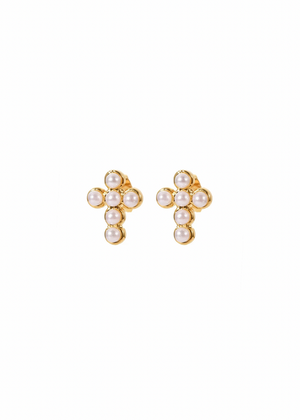 HJANE Jewels | Pearl Cross Studs