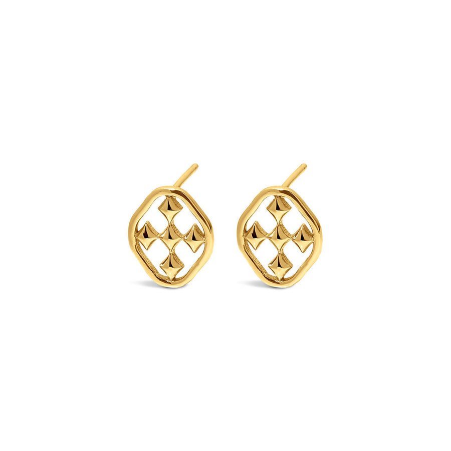 Gracewear Collection | Shield Post Earrings - Gold Vermeil