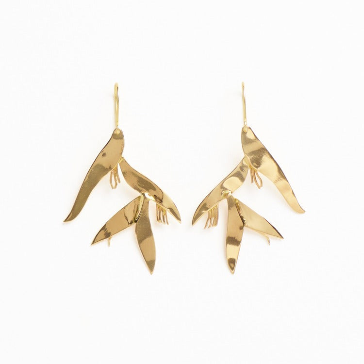 Marisol birds of paradise dangle earrings brass