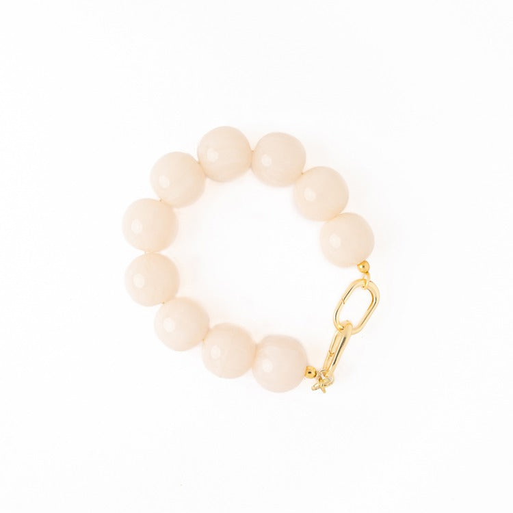Cece large resin bead bracelet milky white