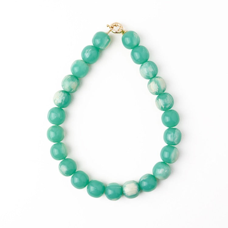 Iris large resin bead necklace aqua