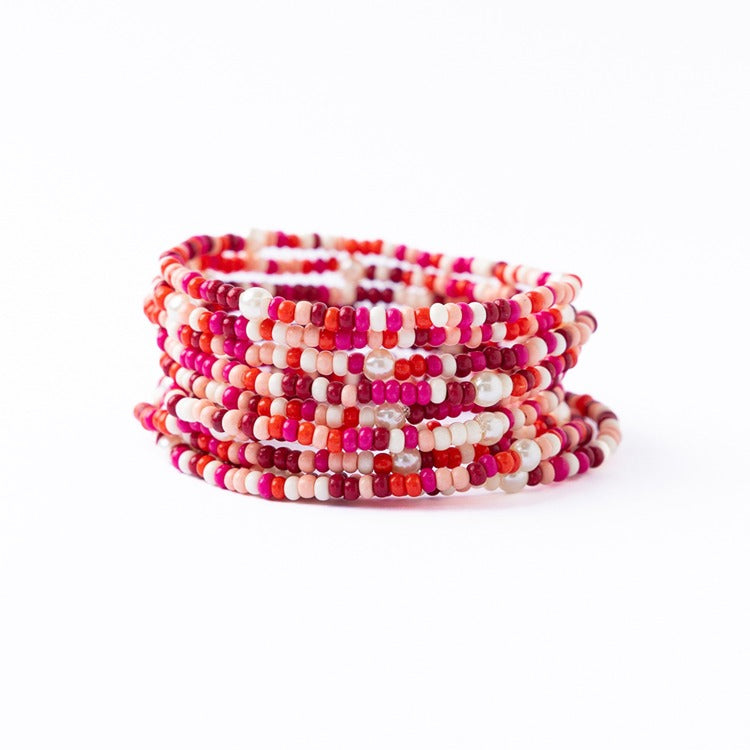 Sage confetti beaded 10 strand stretch bracelets p