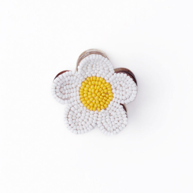 Molly flower beaded hair claw clip white and yello