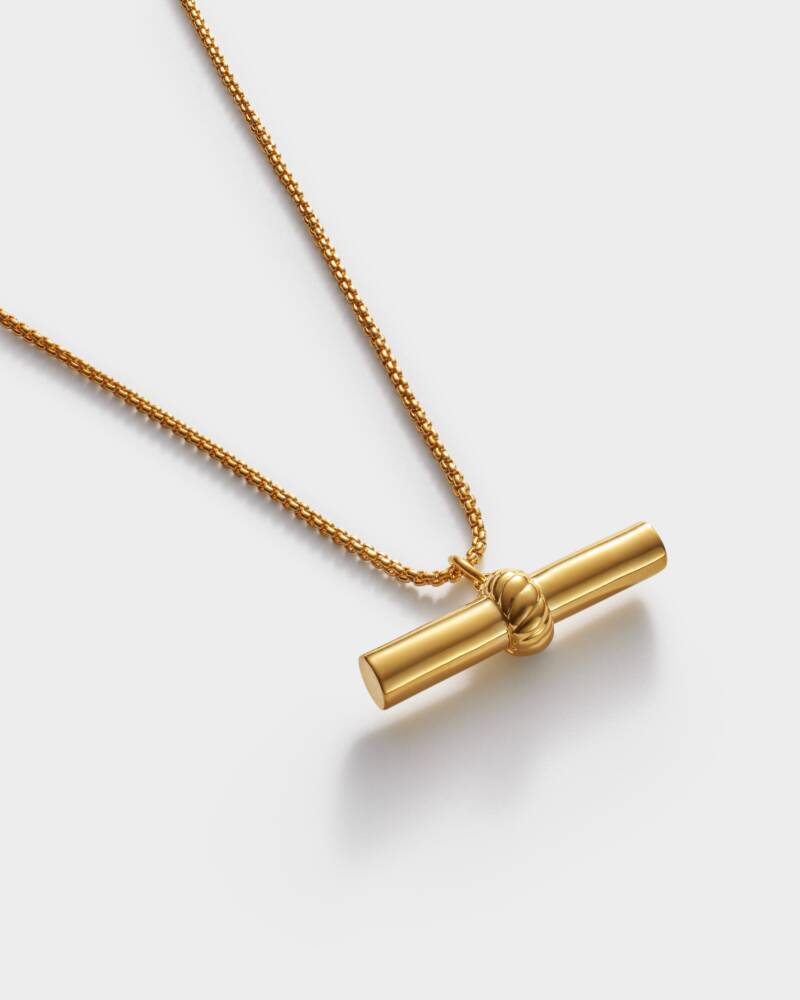 Themis Waterproof Gold T-Bar Necklace