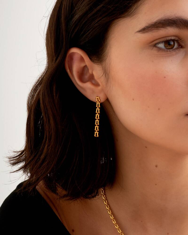 Grecian Waterproof Gold Link Multi-Wear Earrings