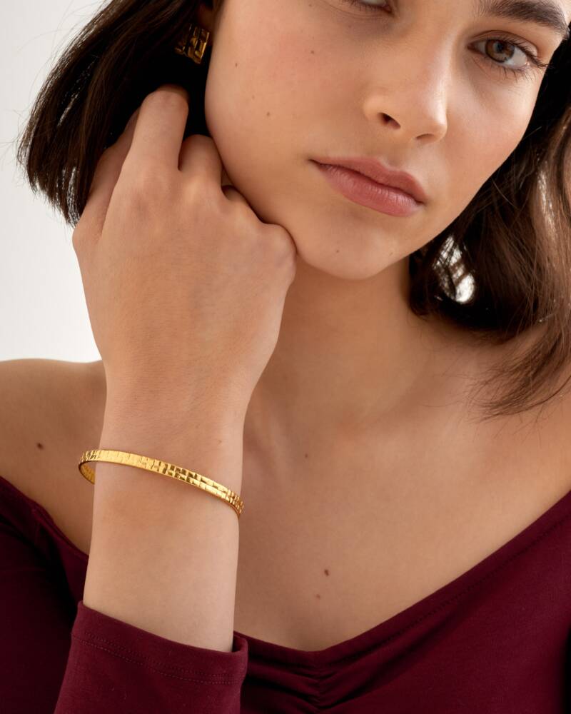 Taya Waterproof Gold Woven Bangle