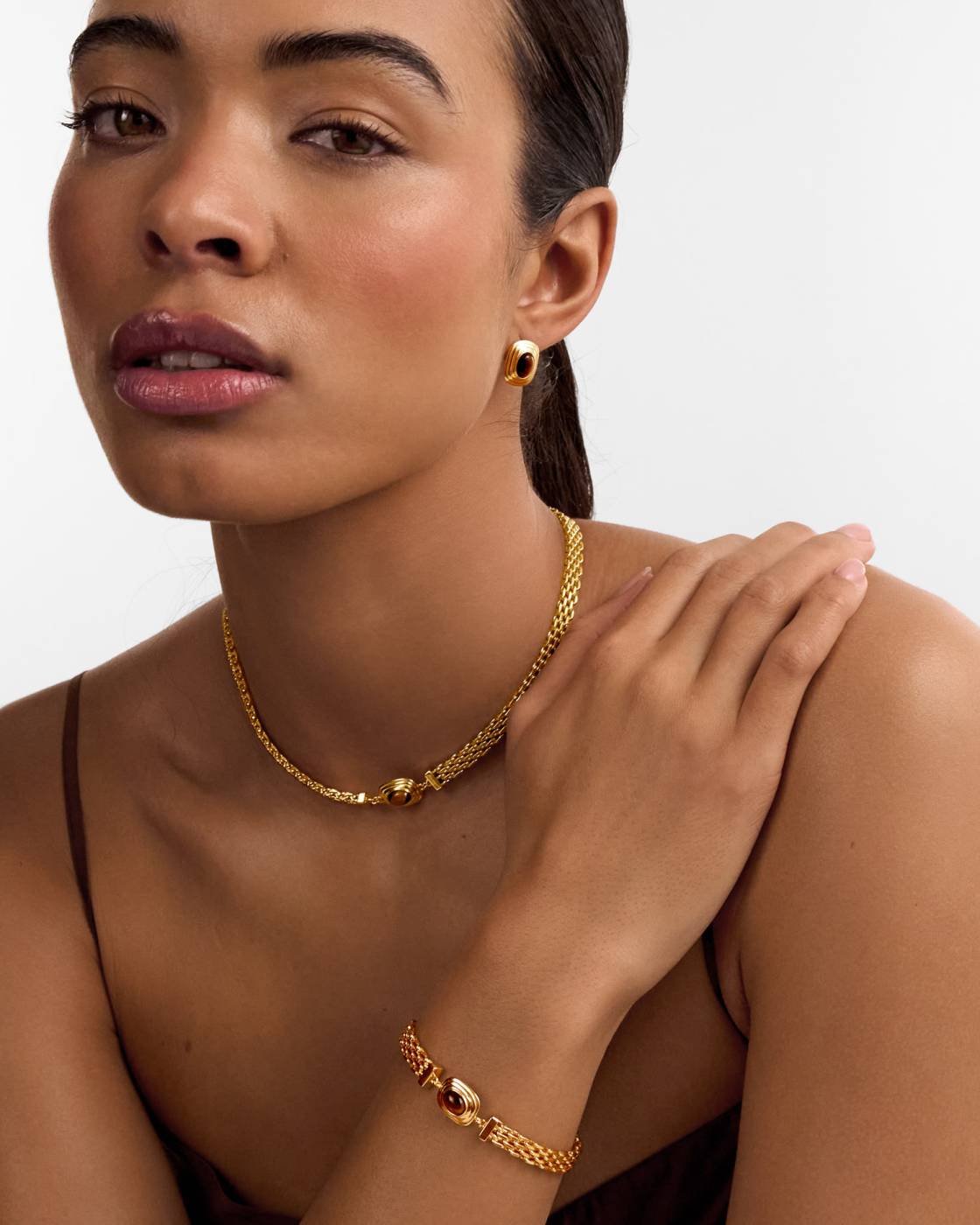 Tigers Eye Button Necklace