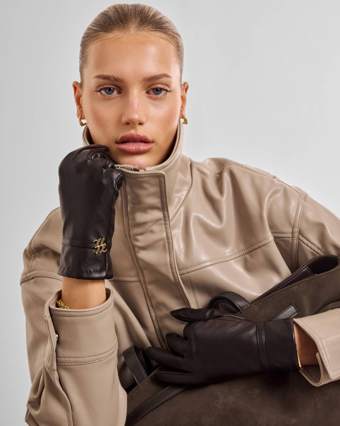 Boxed Faux Leather Gloves
