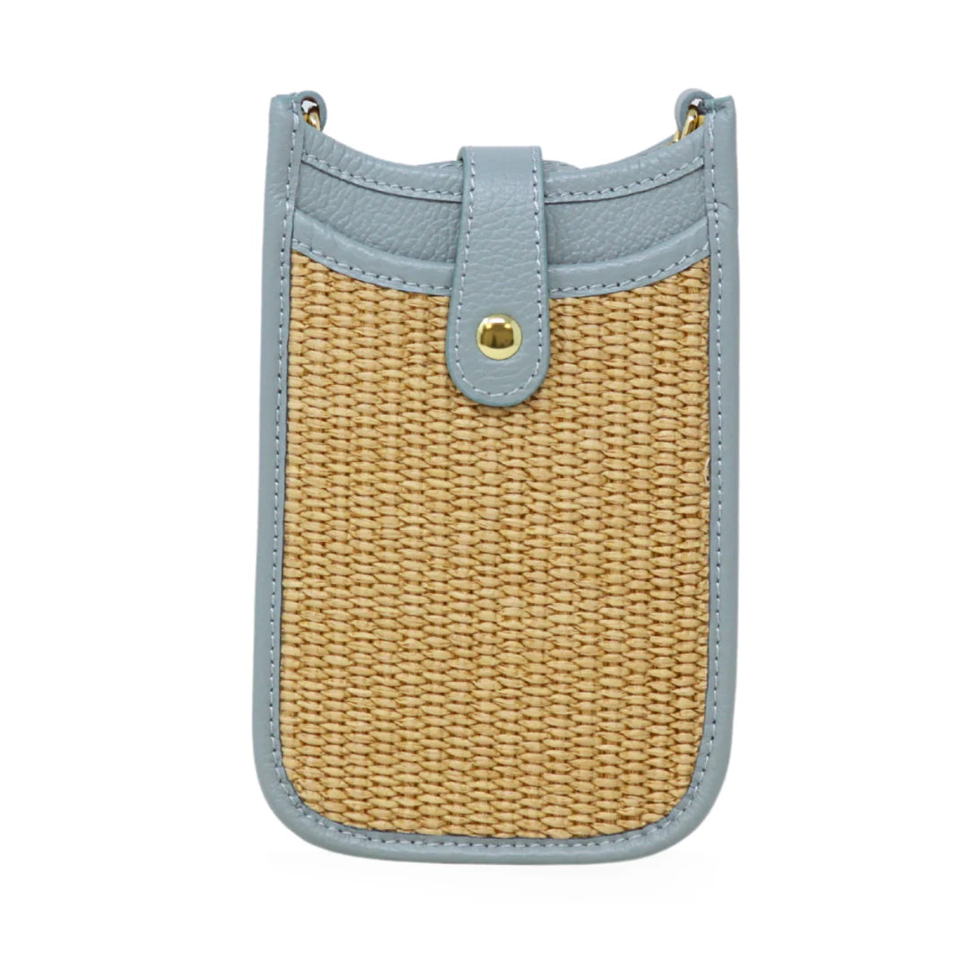 German Fuentes | Rattan and Leather Crossbody Cellphone Bag