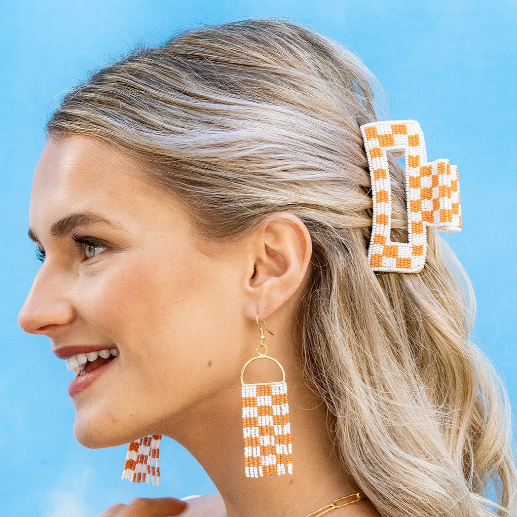 INK + ALLOY | Lola Beaded Hair Claw Clip Orange & White