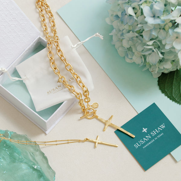 Susan Shaw | Elongated Cross Toggle Necklace