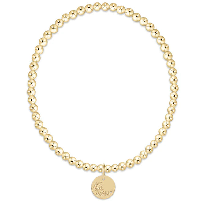 Ecollegiate Classic Gold 3mm Ole Miss Disc Bracelet