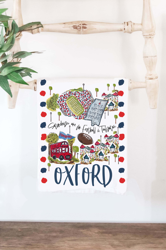 Happy by Rachel | College Town Tea Towel - Oxford