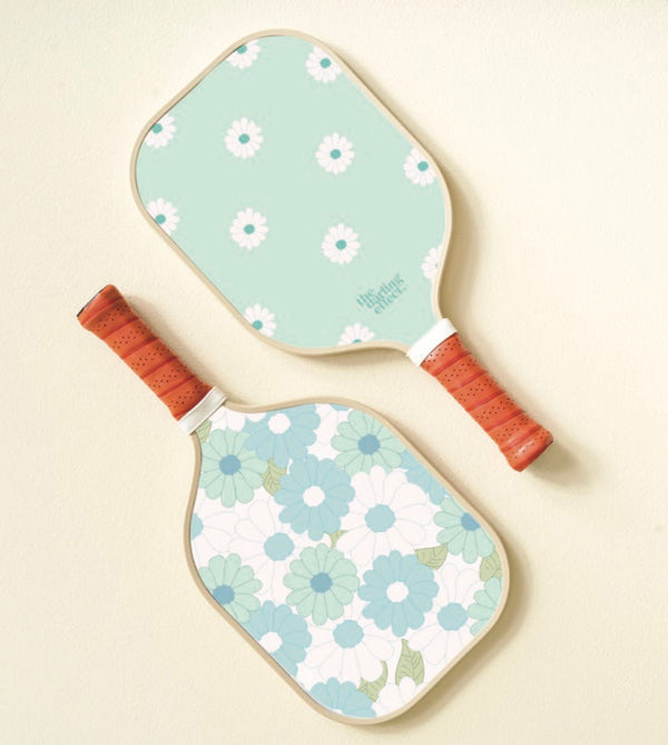 the darling effect Pickleball Paddle in Daisy Craze Aqua Charlotte's  Monogramming & Gifts