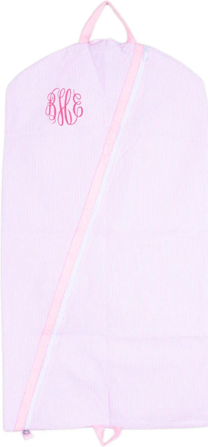 Pink Seersucker Hanging Garment Bag