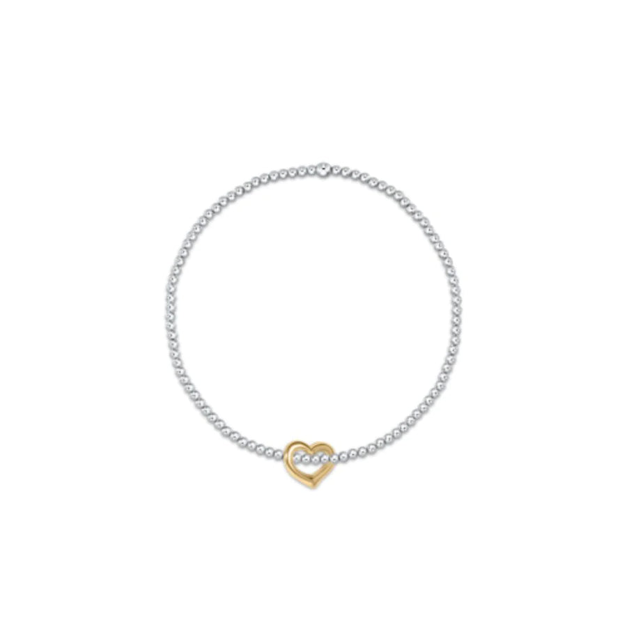 eNewton extends | Classic Sterling Mixed Metal 2.5mm Bracelet - Love Gold Charm