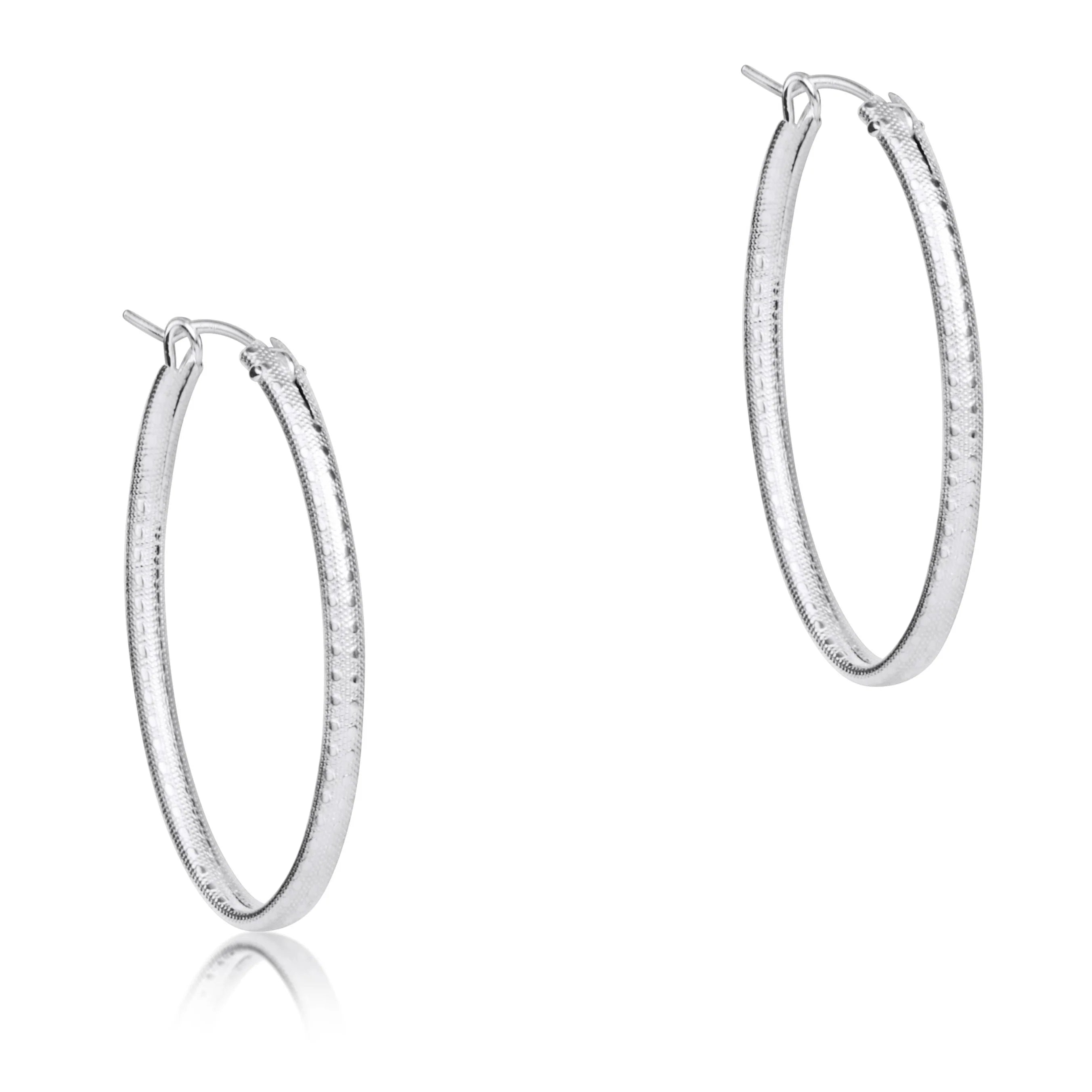 eNewton | 1'' Oval Sterling Hoop - Textured