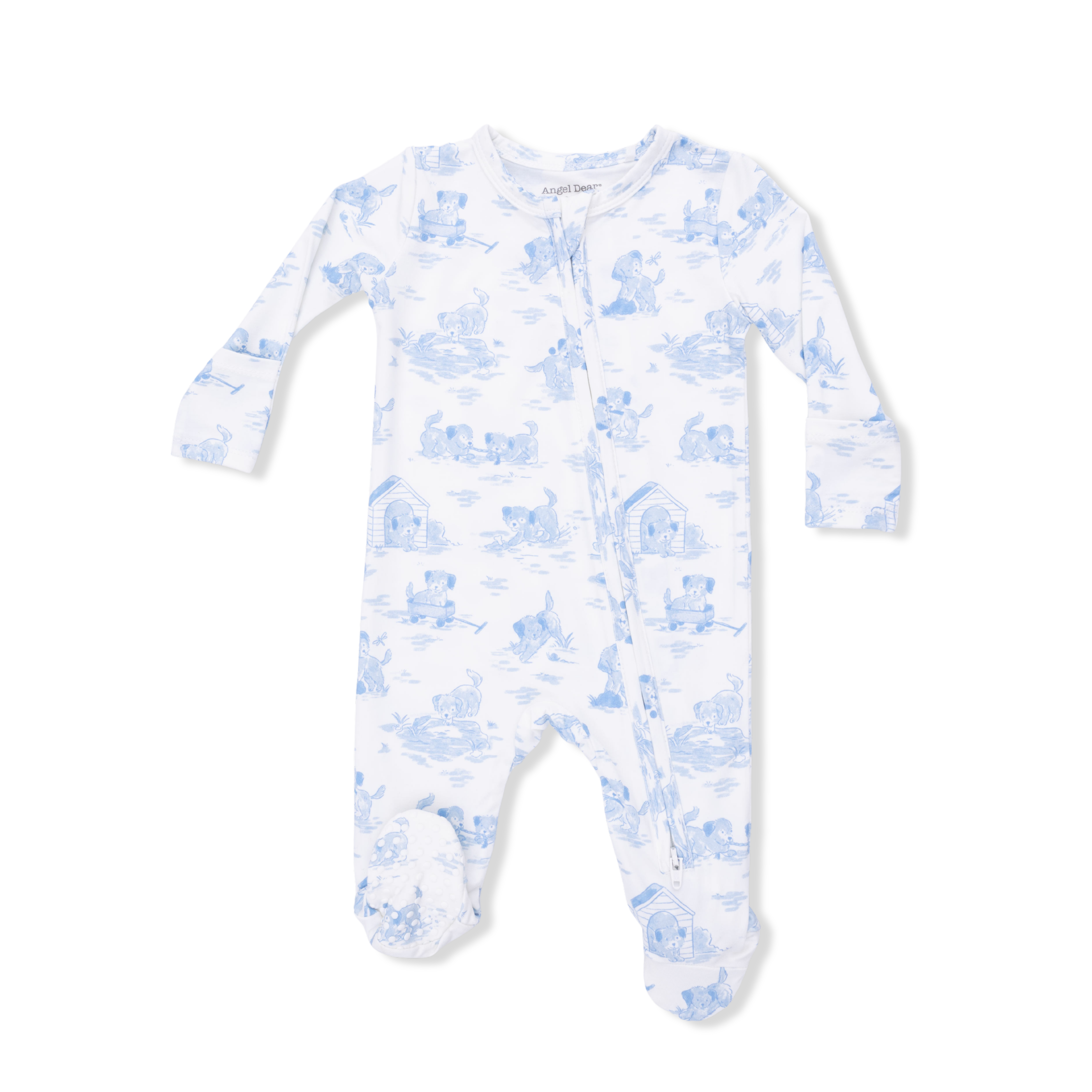 Angel Dear | Puppy Toile Blue 2 Way Zipper Footie