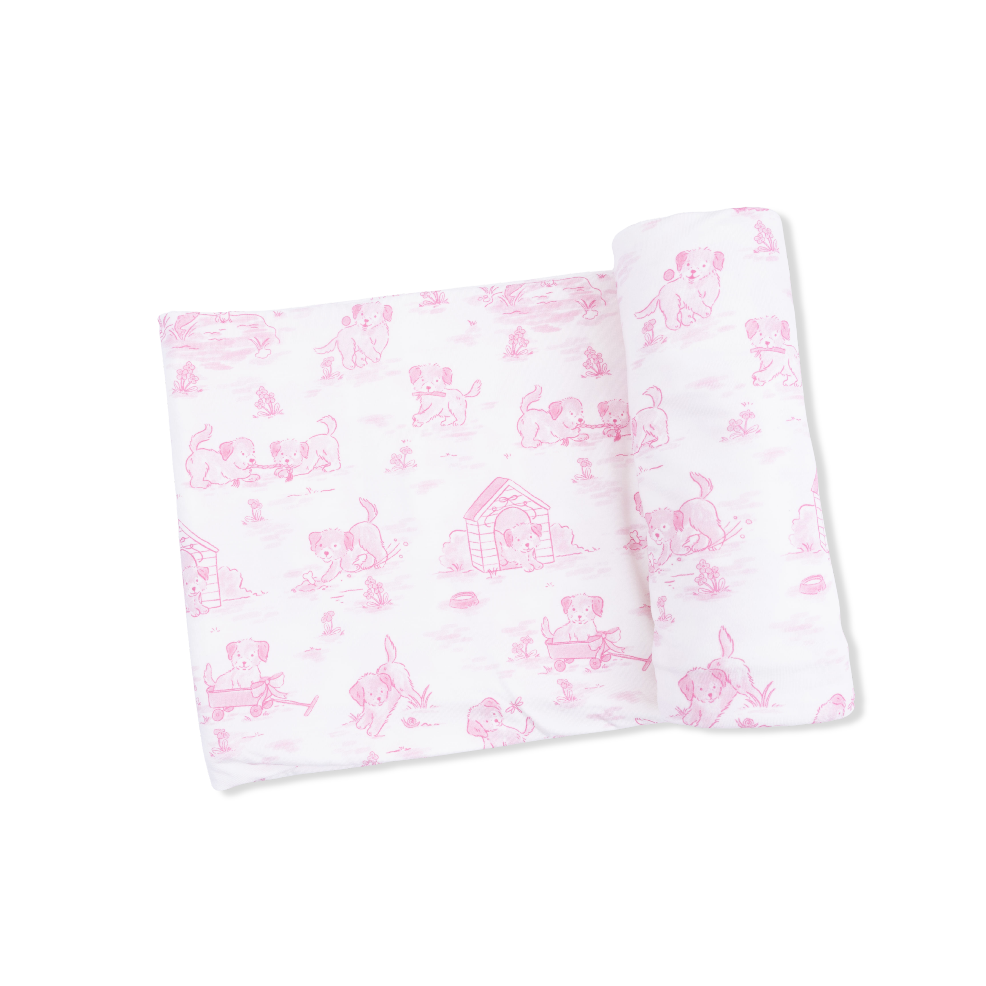 Angel Dear | Puppy Toile Pink Swaddle Blanket