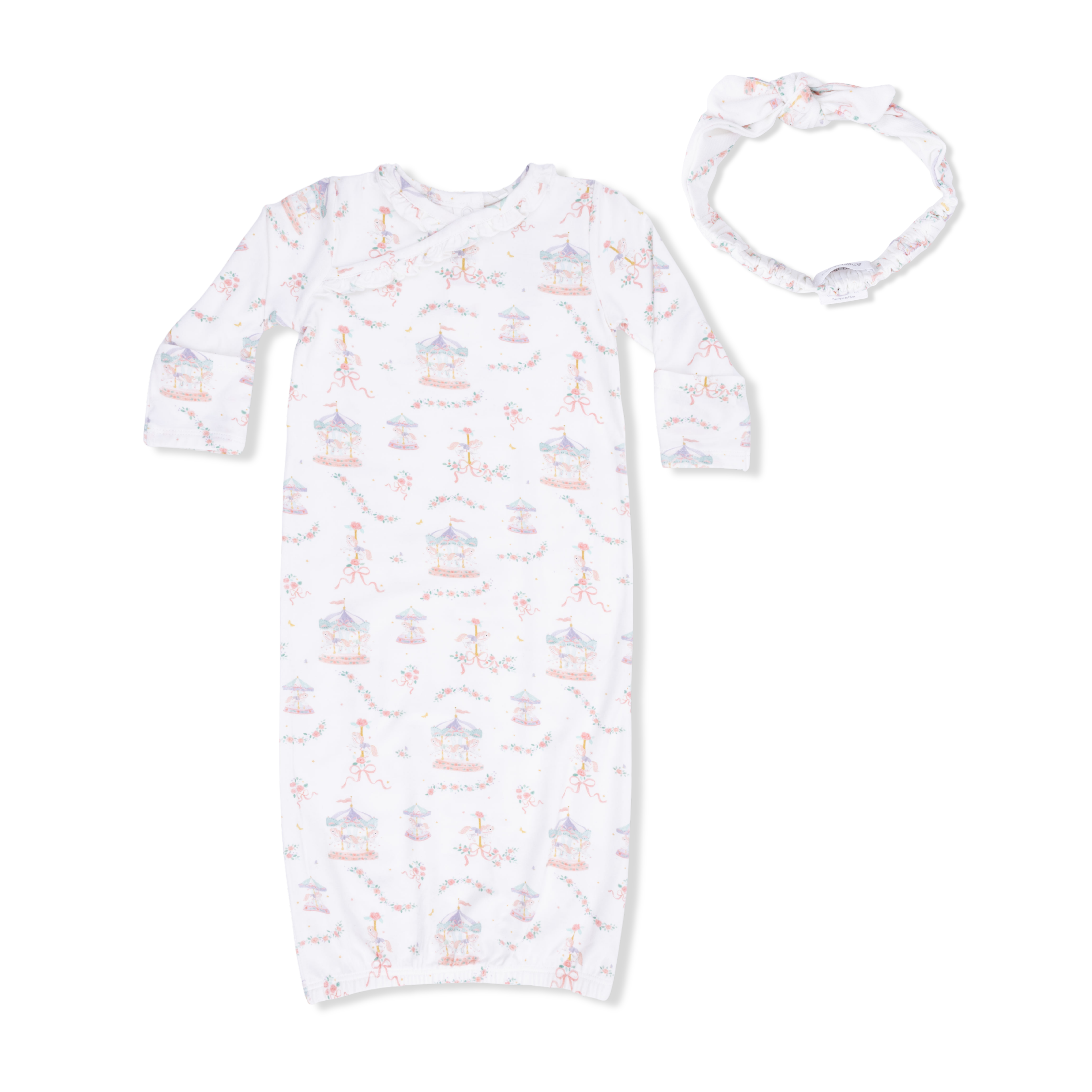 Angel Dear | Carousel with Bows Kimono Gown & Knot Headband