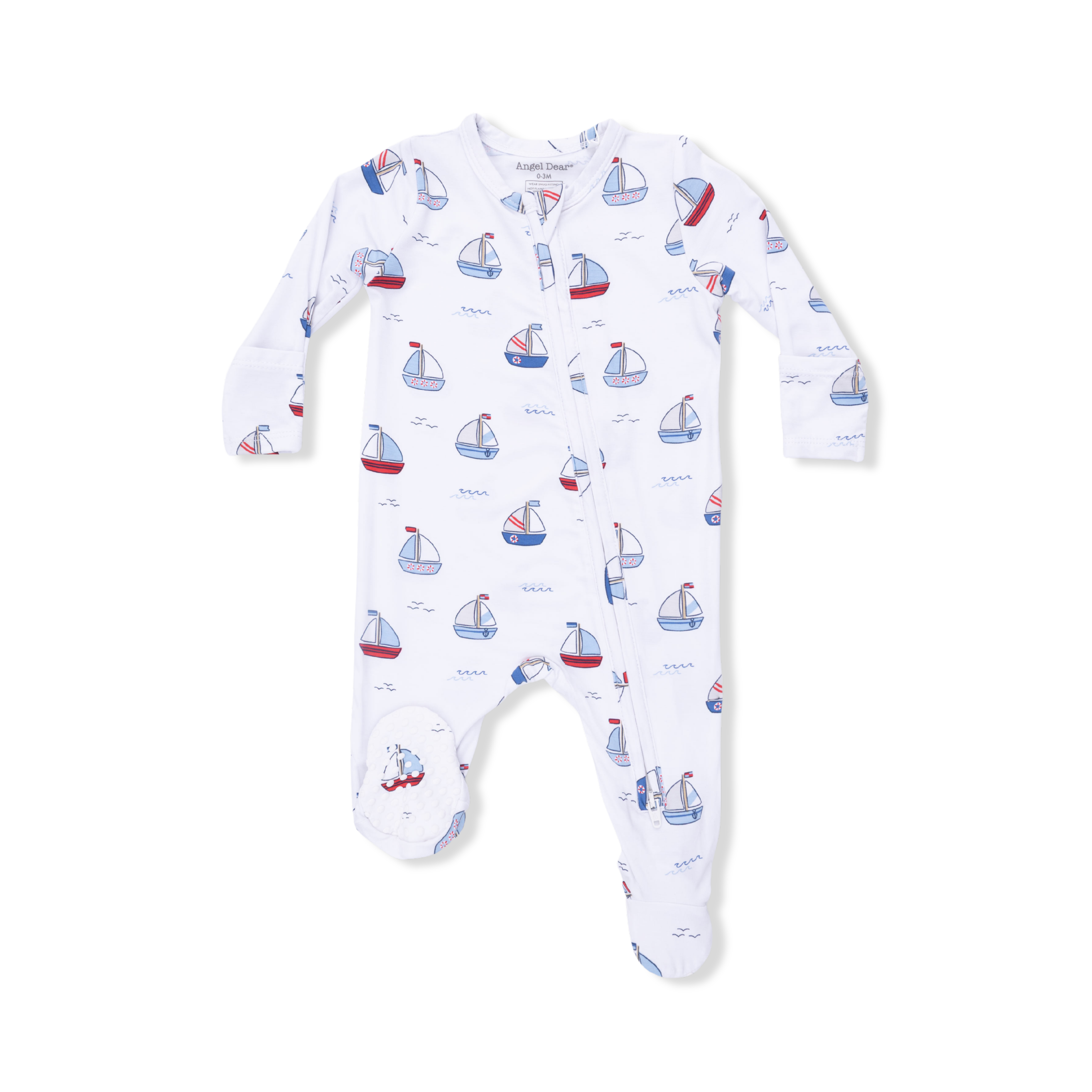 Angel Dear | Bubbly Sailboats Blue 2 Way Zipper Footie