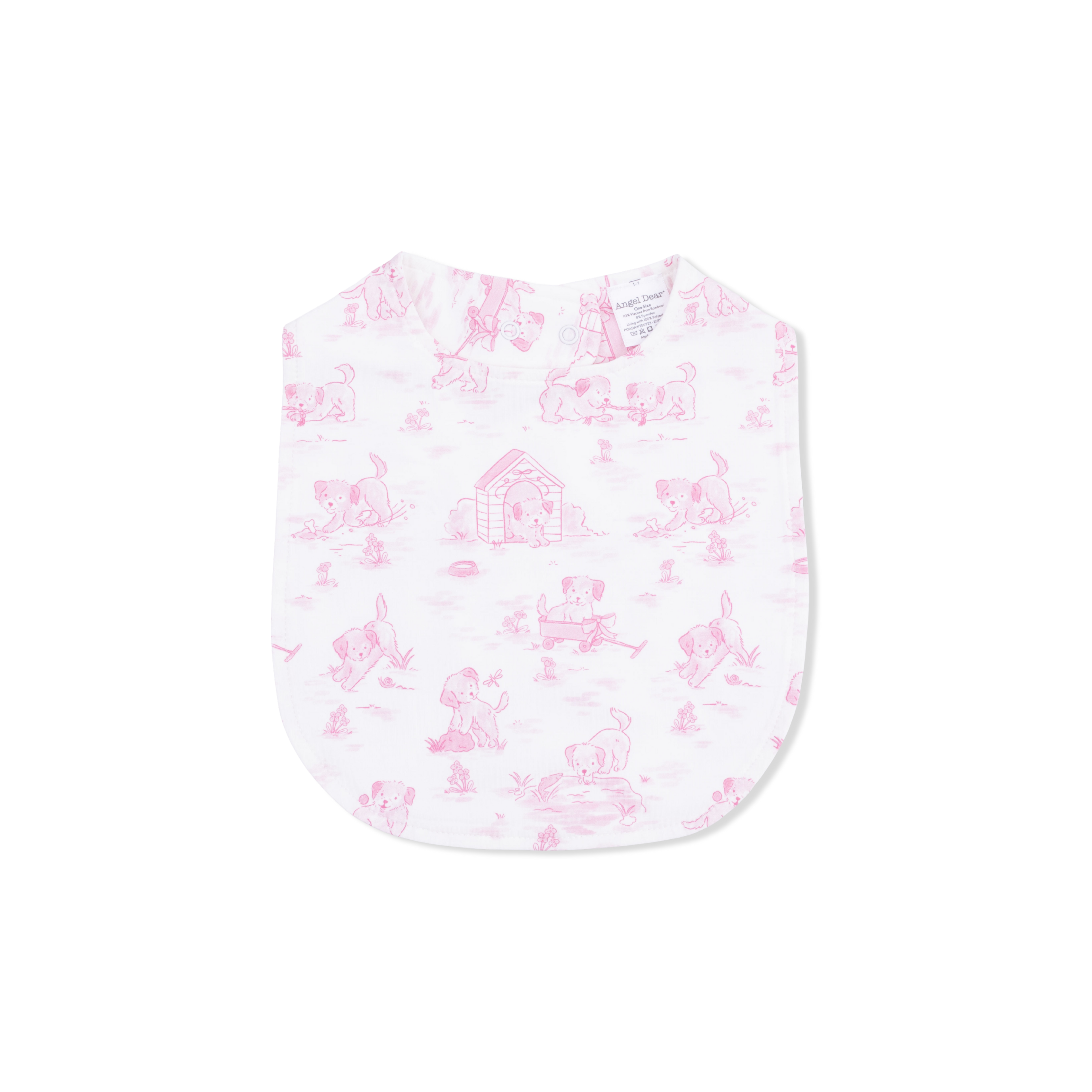Angel Dear | Puppy Toile Pink Bib