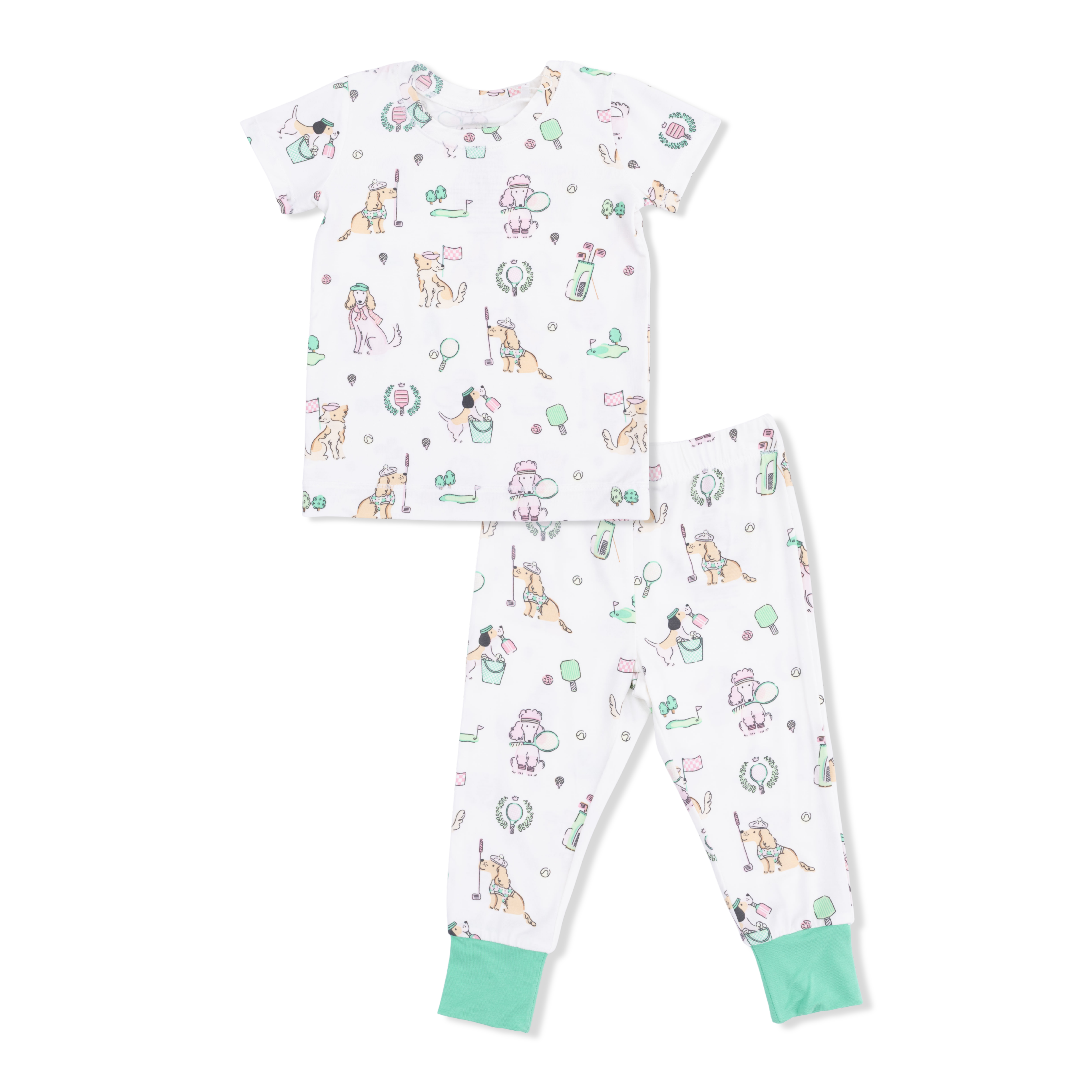 Angel Dear | Country Club Dogs Pink - Short Sleeve Loungewear Set