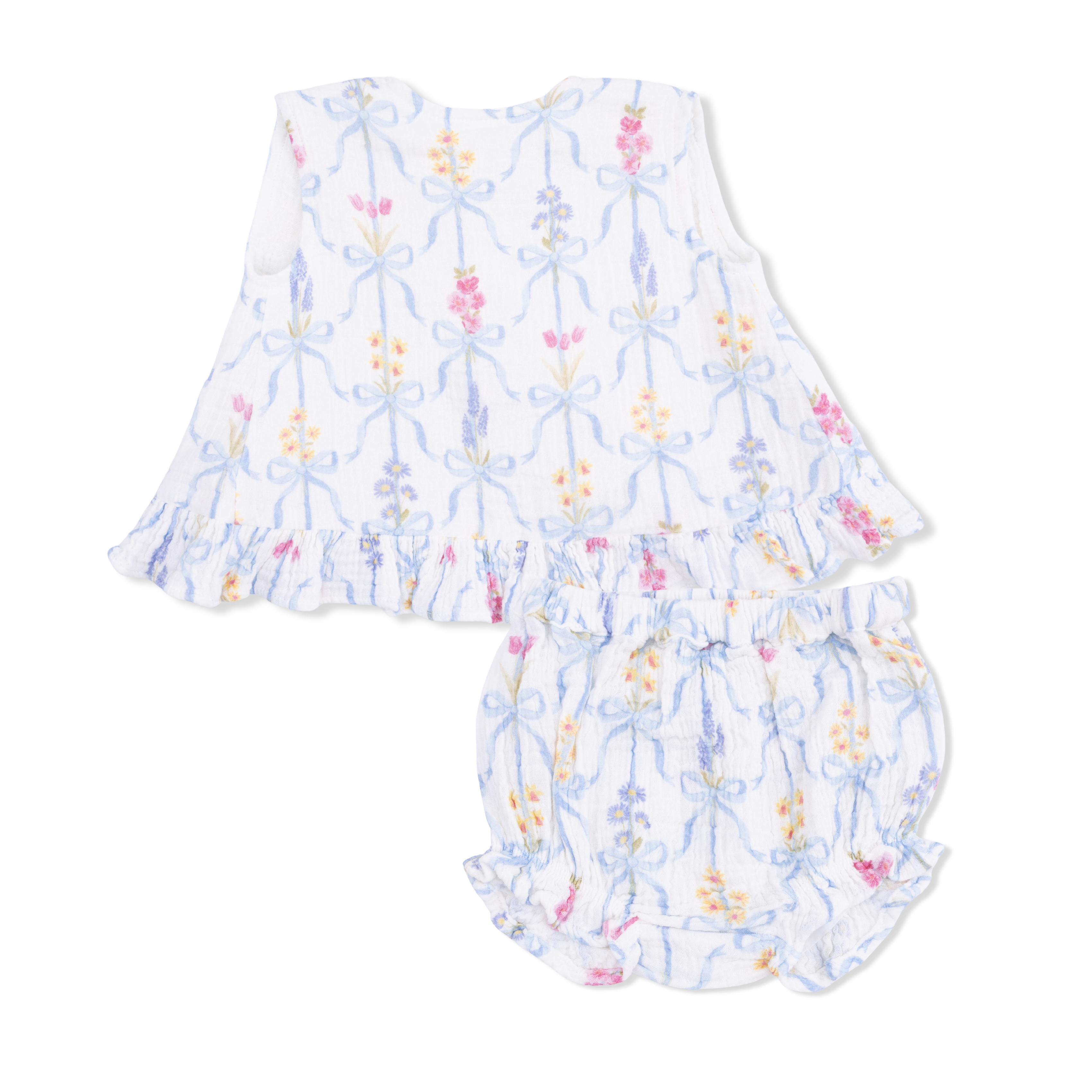 Ribbon Bouquets Ruffle Back Top & Bloomer